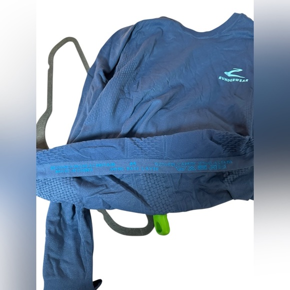 Runderwear Men’s Long Sleeve Shirt Blue Seamless Performance Top Size M - Picture 7 of 9